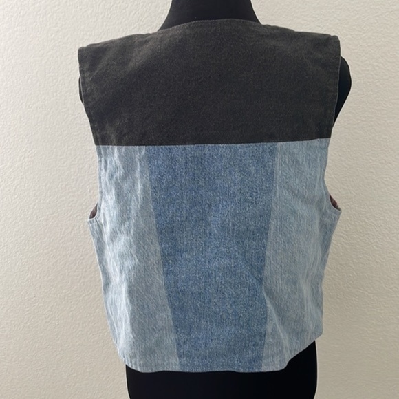 Vintage Handmade Reversible Denim Hearts and Stripes Vest 0068 - Picture 4 of 7
